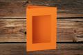 [16403321] Passepartoutkarten 3-teilig 120/360x169 mm (B6) eckiger Ausschnitt Orange gerippt 220 g/qm